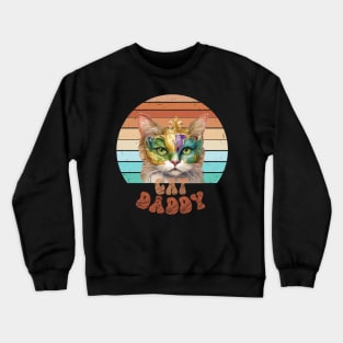 Cat Daddy Black Cat Vintage Eighties Style Cat Retro Crewneck Sweatshirt